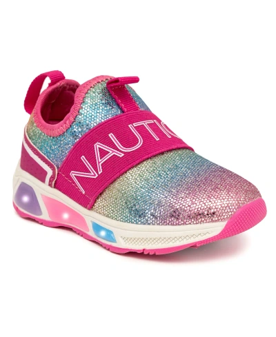 Nautica Babies' Toddler Girls Alois Beacon Light Up Slip On Sneakers In Bright Glitter Rainbow