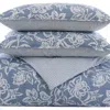Nautica Tortola Floral Print Comforter & Sham Set In Chambray Blue