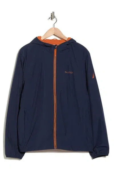 Nautica Transitional Hooded Zip Jacket In Blue