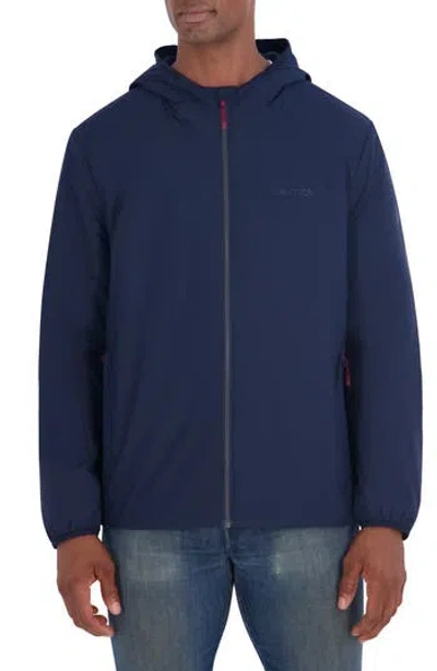 Nautica Transitional Hooded Zip Jacket In Blue