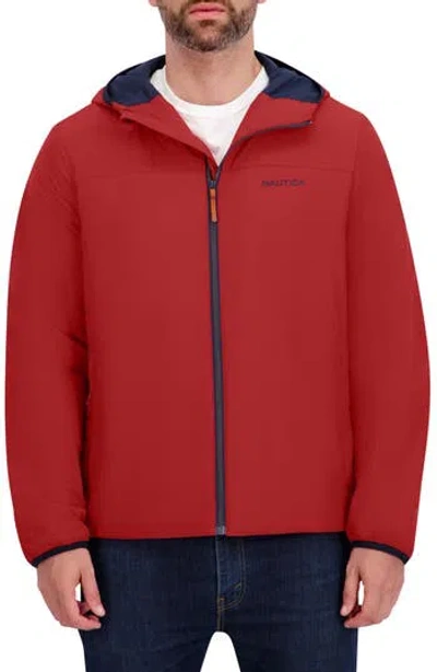 Nautica Transitional Hooded Zip Jacket In Red