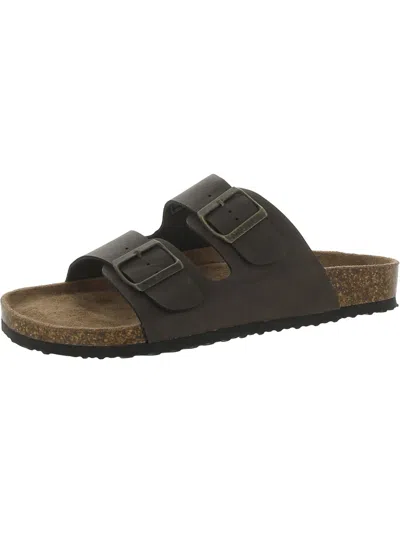 Nautica Triun Womens Faux Leather Slide Sandals In Brown
