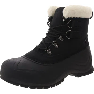 Nautica Undertow Mens Faux Fur Lined Manmade Hiking Boots In Black
