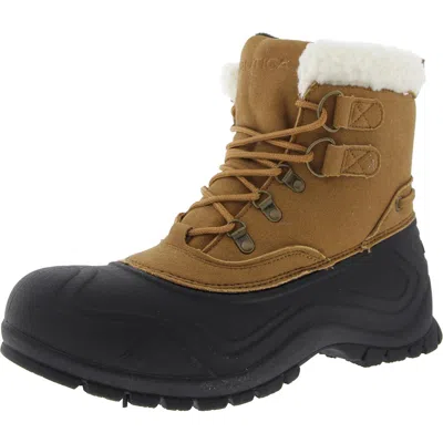 Nautica Undertow Mens Faux Fur Lined Manmade Hiking Boots In Brown