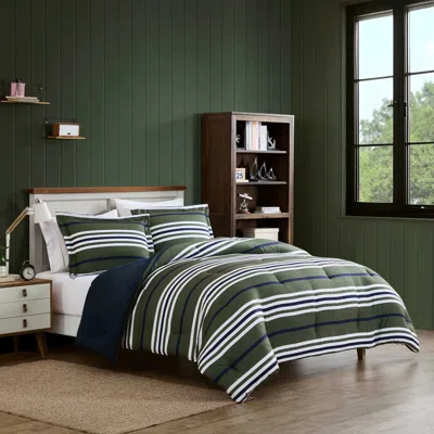 Nautica Uphaul Stripe Green King Comforter Set In Black