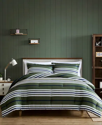 Nautica Uphaul Stripe Reversible 3-pc. Comforter Set, Full/queen In Green