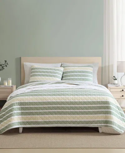 Nautica Varadero Stripe Cotton Reversible 3-pc. Quilt Set, Full/queen In Gray