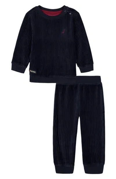 Nautica Babies'  Velour Top & Pants Set In Blue