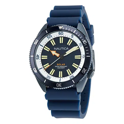 Nautica Vintage Silicone Quartz Analog Watch In Blue