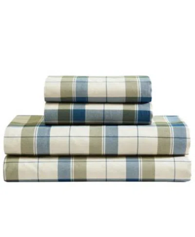 Nautica Vintage Trunk Plaid Printed Microfiber Sheet Sets In Blue