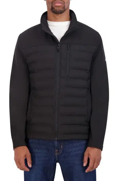 Nautica Water Resistant Hybrid Tech Softshell Jacket In Black