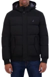 Nautica Water Resistant Mixed Media Bomber Jacket In Black