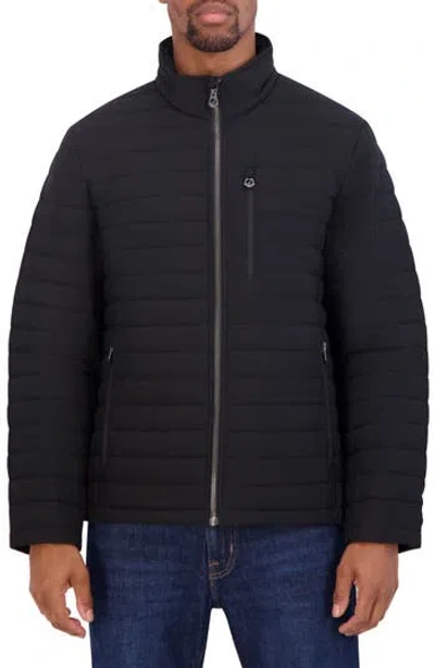 Nautica Men's Quilted Water-resistant Full-zip Bomber Jacket In Black