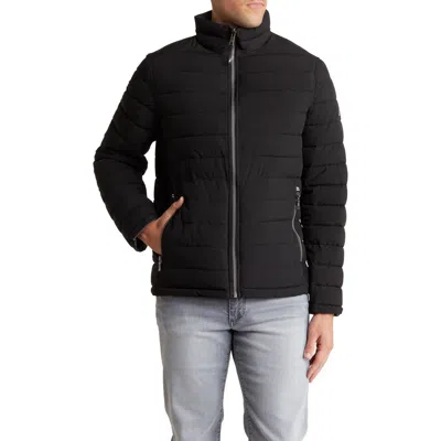 Nautica Water Resistant Reversible Puffer Jacket In Black