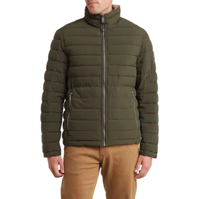 Nautica Water Resistant Reversible Puffer Jacket In Green