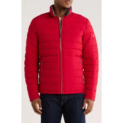 Nautica Water Resistant Reversible Puffer Jacket In Red