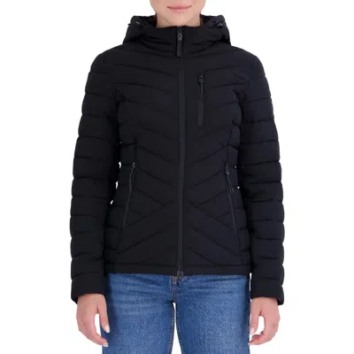 Nautica Water Resistant Stretch Puffer Jacket In Black