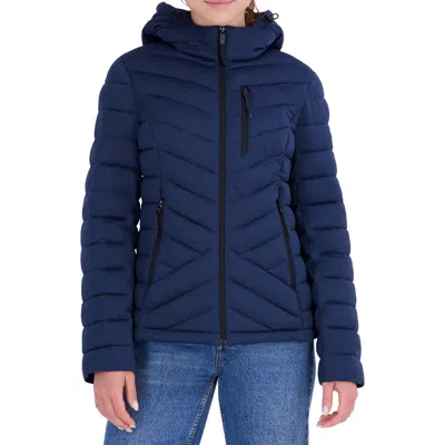 Nautica Water Resistant Stretch Puffer Jacket In Blue