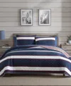 Nautica 136 Thread Count Wesley Cotton 2pc Reversible Quilt Set In Navy