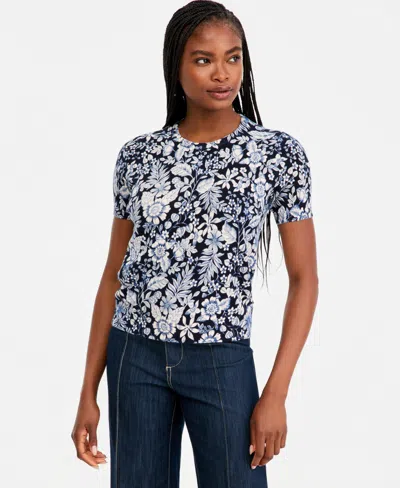 Nautica Women's Cotton Short-sleeve Floral Sweater In Multi