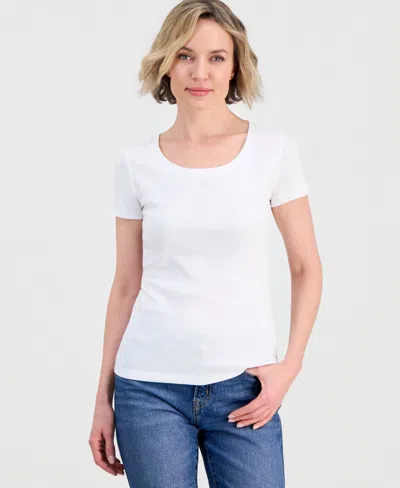 Nautica Women's Cotton Short-sleeve Scoop-neck Tee In White