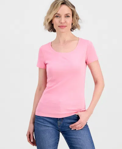 Nautica Women's Cotton Short-sleeve Scoop-neck Tee In Pink