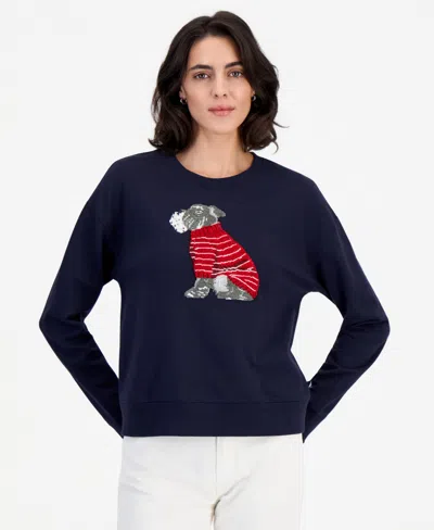 Nautica Women's Graphic Crewneck Sweatshirt In Blue