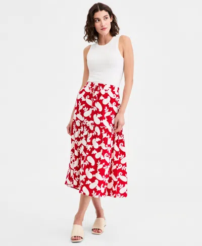 Nautica Women's Paisley-print Ruffle Midi Skirt In Multi
