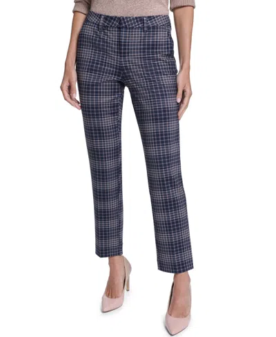 Nautica Women's Plaid Slim Ponte Pants In Blue