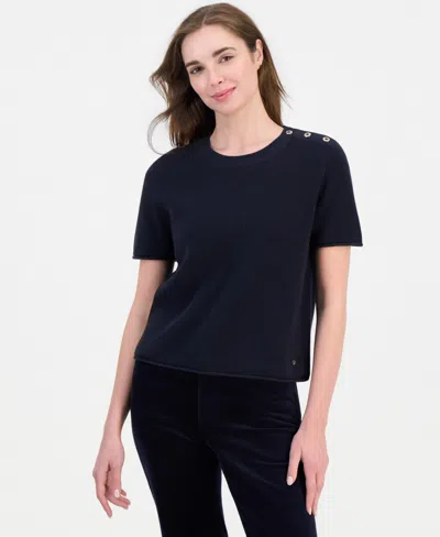 Nautica Women's Short-sleeve Tuck Stitch Sweater In Pink