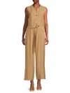 Nautica Women's Solid Belted Jumpsuit In Brown