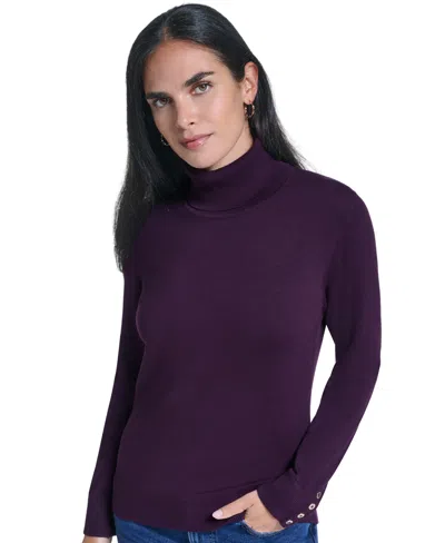 Nautica Women's Solid Long-sleeve Turtleneck Sweater In Purple
