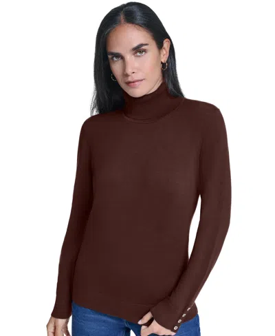 Nautica Women's Solid Long-sleeve Turtleneck Sweater In Brown