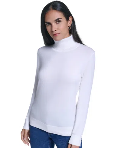 Nautica Women's Solid Long-sleeve Turtleneck Sweater In White