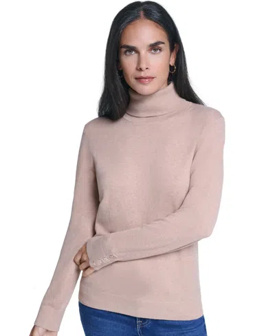 Nautica Women's Solid Long-sleeve Turtleneck Sweater In Brown