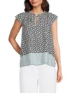 Nautica Women's Striped Flutter Sleeve Top In Gray