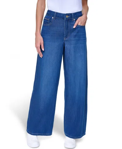 Nautica Women's Wide-leg Relaxed-fit Jeans In Blue