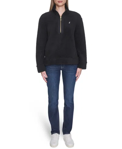 Nautica Women's Zip-front Stand Collar Jacket In Black