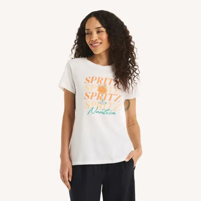 Nautica Womens Aperol Spirits Graphic T-shirt In White