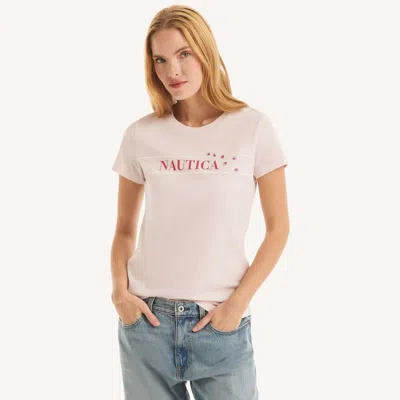 Nautica Womens Beaded Logo Floral Graphic T-shirt In Multi