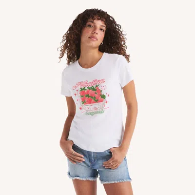 Nautica Womens Berry Sweet Graphic T-shirt In White