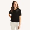 Nautica Womens Bow Short-sleeve Sweater In Black