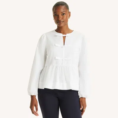 Nautica Womens Bow Tie Top In White