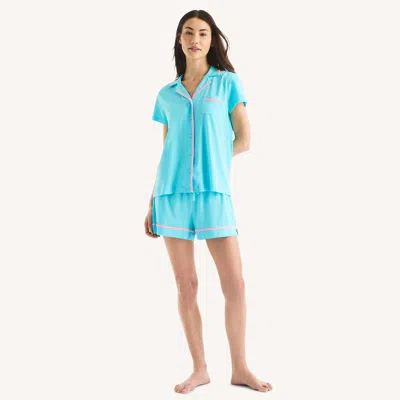 Nautica Womens Boxer Pajama Set In Pink