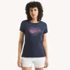 Nautica Womens Bright Heart Glitter Graphic T-shirt In Blue