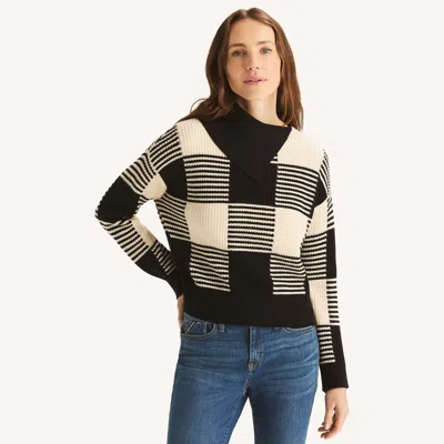 Nautica Womens Buffalo Check Split Turtle-neck Sweater In Multi