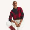 Nautica Womens Buffalo Check Split Turtle-neck Sweater In Red