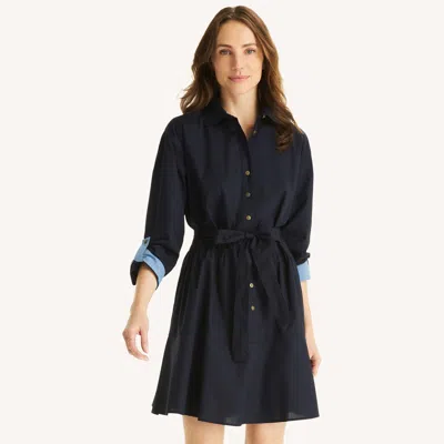 Nautica Womens Button-up Dress In Blue