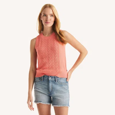 Nautica Womens Cable-knit Sweater Tank In Pink