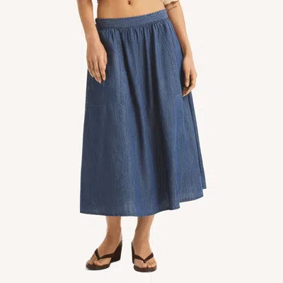 Nautica Womens Chambray Midi Skirt In Blue